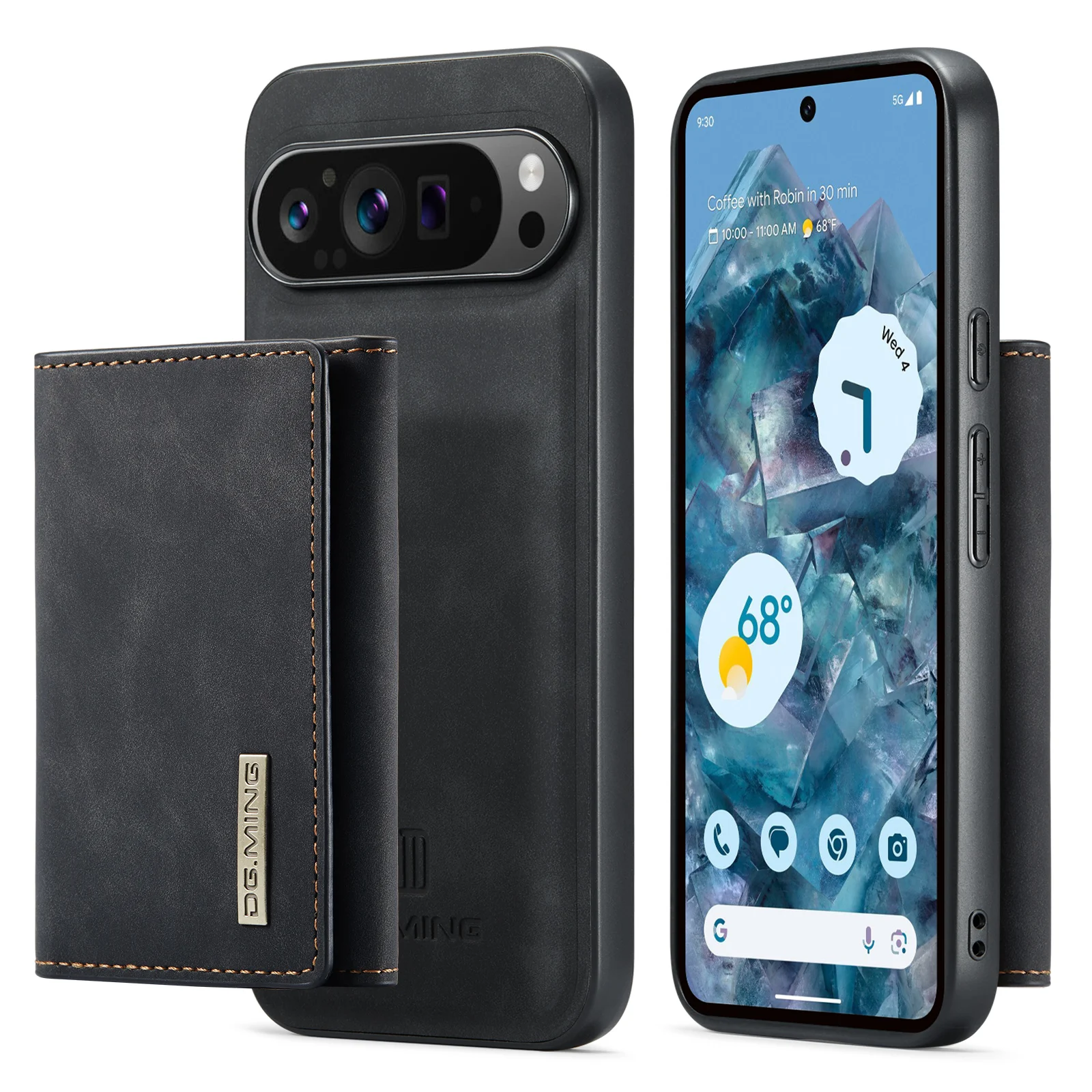 Luxury Detachable Leather Wallet Phone Case with Magnetic Cover and Large Bill Compartment