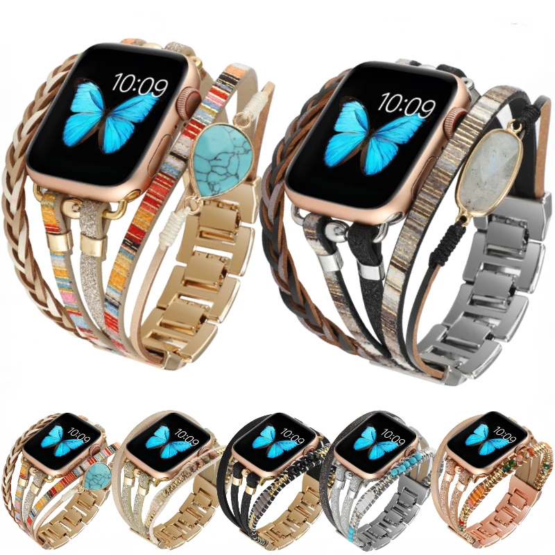 

Jewelry Strap For Apple watch Ultra 49mm 8 7 45mm 41mm Metal Bohemian Style Bracelet Band iWatch 6 5 4 SE 44mm 42mm 40mm Correa