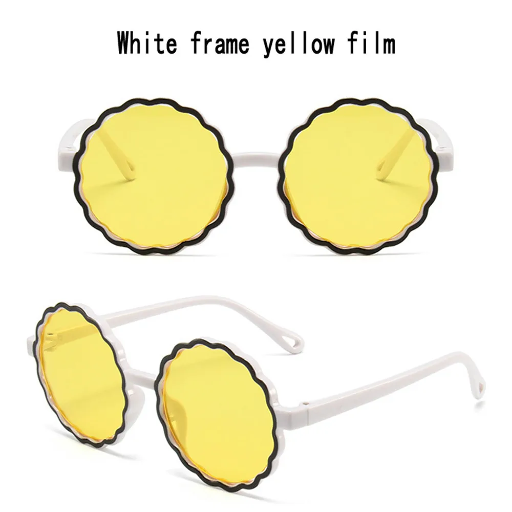 iboode Retro Round Frame Wave Children's Sung Fashion Contrast Color Flower Shape Boys Girls Outdoor Shading Sun_voghion.com