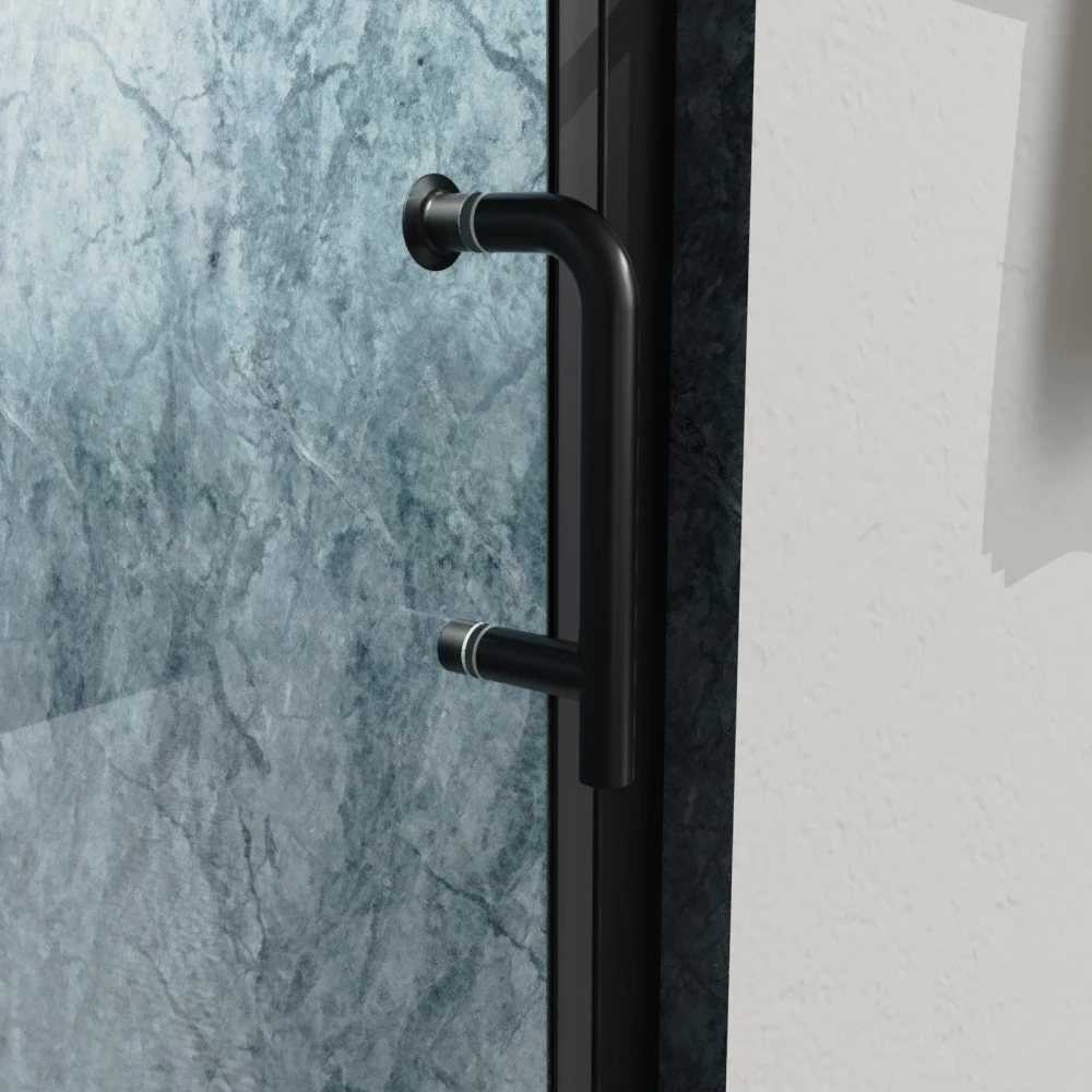 34 to 35-3/8 in. W x 72 in. H Bi-Fold Semi-Frameless Shower Doors in Matte Black with Clear Glass 3