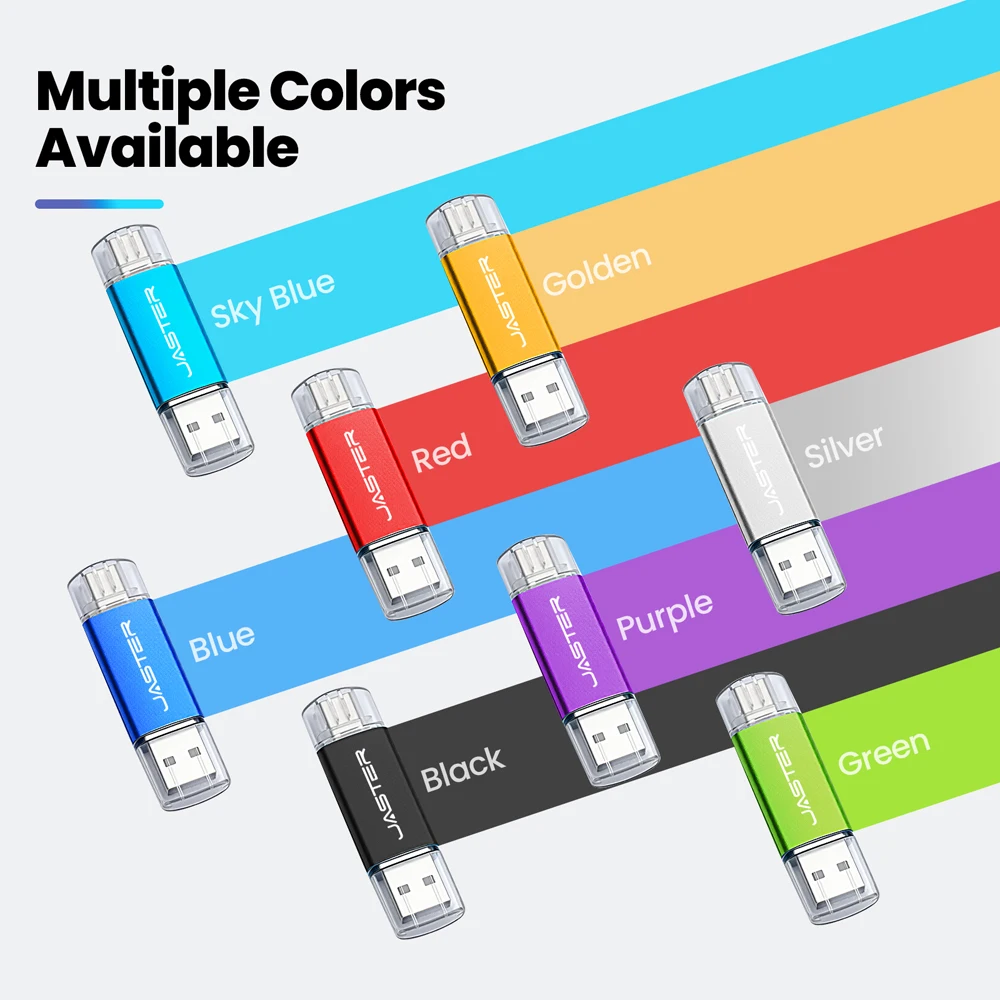 JASTER 타입 C OTG USB 플래시 드라이브 64GB 32GB 16GB 8GB 4GB 메모리 스틱 2.0 펜드라이브 고속 모바일폰 및 컴퓨터용