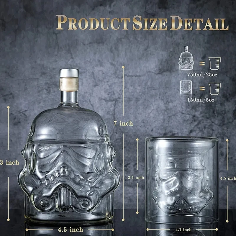 Wine Glass Accessories 750ml Set Storm Trooper Helmet Whiskey Decanter Liquor Bottle Creative Gift