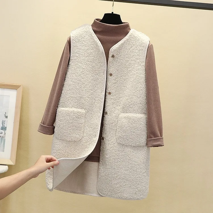 

Spring Autumn New Slim Large Pocket Granule In The Long Waistcoat Cardigan Coat Women Vest