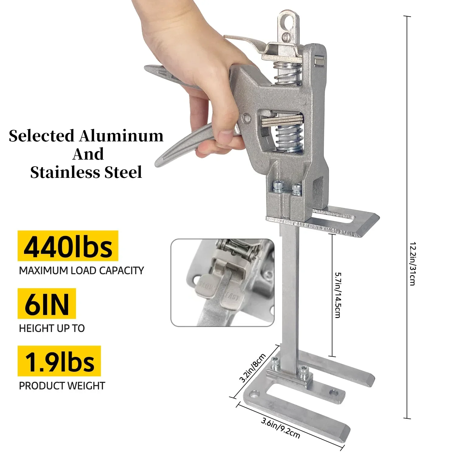 Lifting Tool Hand Lifting Jack With Storage Bag Labor Saving Arm Furniture Jack Lifter Height Adjustment