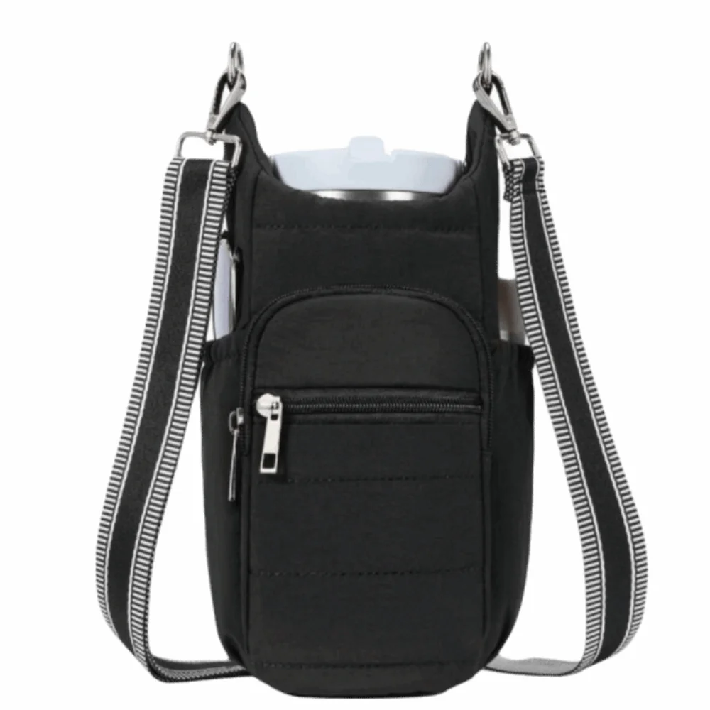 남녀공용 조절 가능한 스트랩 물병 홀더 핸드폰 포켓 핸즈프리 크로스백 카드 포..