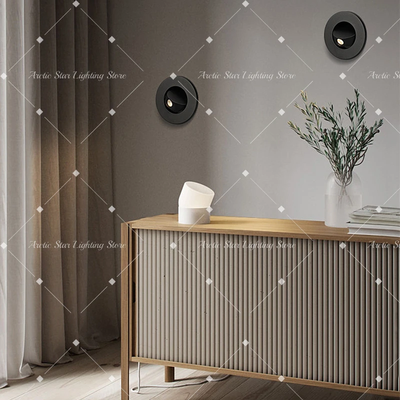 Modern Embedded Reading Wall Lamp for Bedroom Bedside Living Room Corridor Entrance LED Lights Adjustable Lamps Fixture Sconce