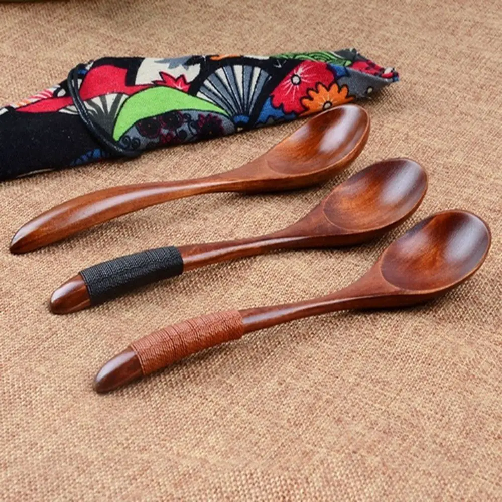 Dessert Coffee Hand-made Catering Scoop Wood Black Walnut Cooking Utensil Kitchen Tool Wooden Spoon Soup Spoon