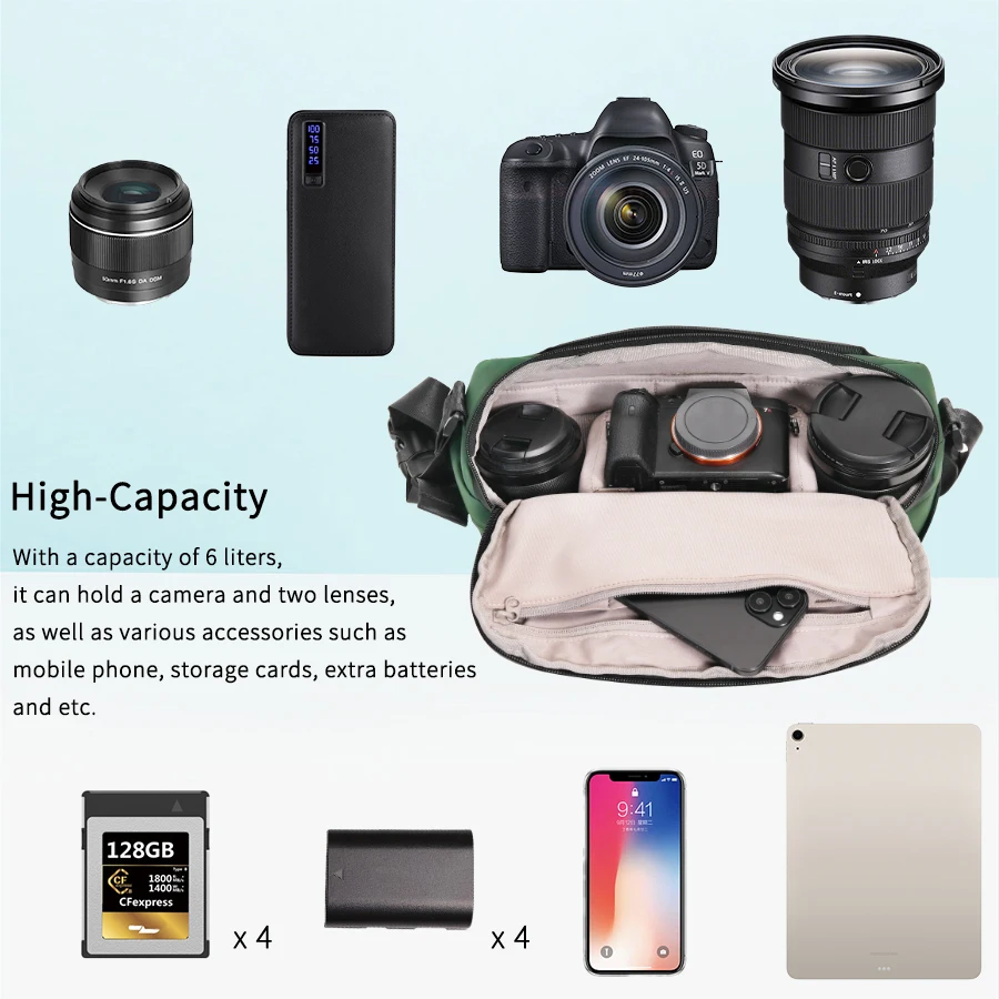 CB0611/CB0612 Waterproof Camera Bag Case Crossbody for DSLR SLR Mirrorless Camer