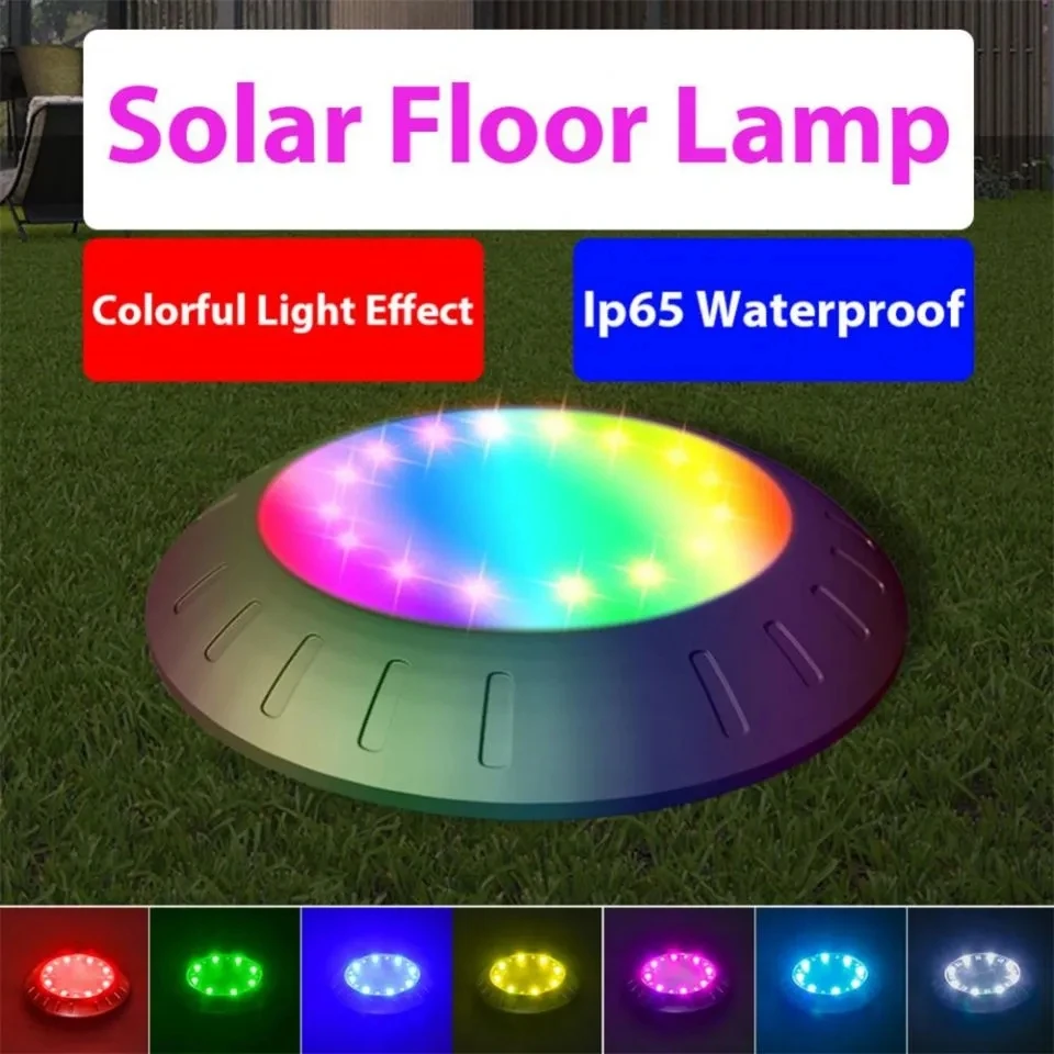 Garden Decoration Lamps IP44 Waterproof RGB Solar Buried Lawn Lamp Path Light Floor Energy Saving Outdoor Lamps & Lighting Decoration Park Landscape