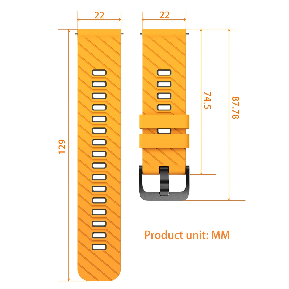 Breathable Sports Silicone Watch Strap – Soft 22mm Bracelet Replacement