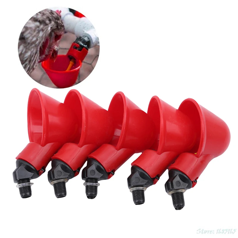 Feed Automatic Bird Coop Poultry Chicken Fowl Drinker Water Cup Feeder Bowl 5Pcs