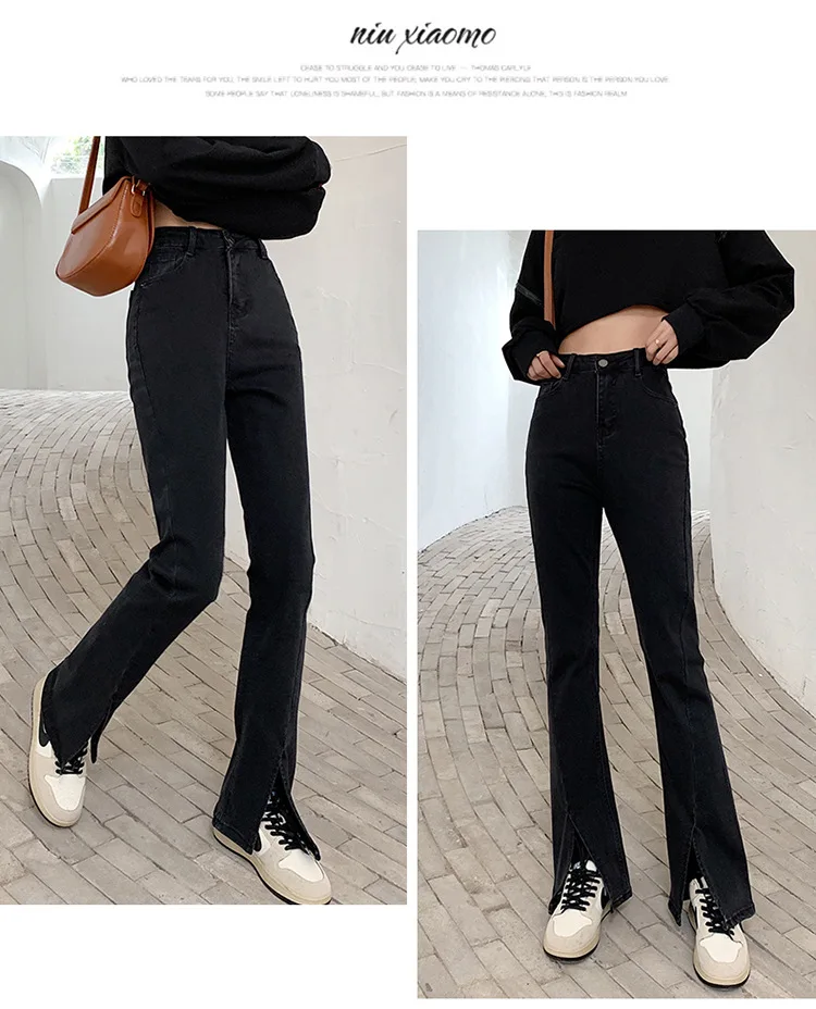 black mom jeans CGC 2022 New Spring Autumn Flared Jeans Women  Straight High Waist Jeans Casual Streetwear Slim Denim Pants Female Baggy Jeans brown jeans