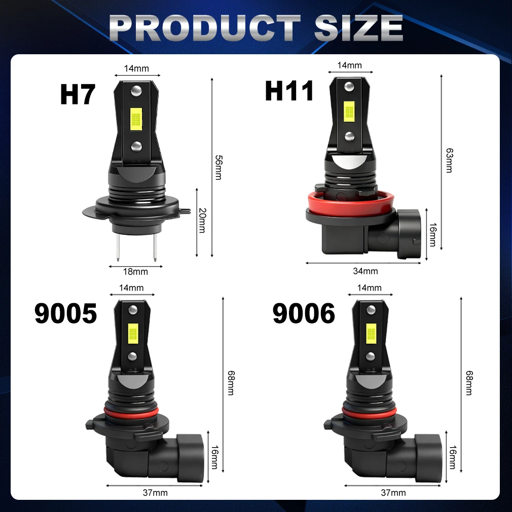 H11 H8 LED 자동차 헤드라이트 전구 캔버스 9005 Hb3 Hb4 9006 자동차용 LED 100W 30000LM 헤드램프 안개등 6000K 자동차 다이오드 라이트