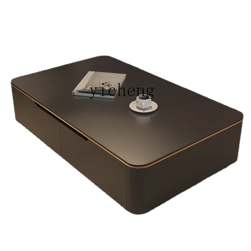 

YY Coffee Table High-Grade Simple Modern Small Apartment Black Minimalist Stone Plate Coffee Table