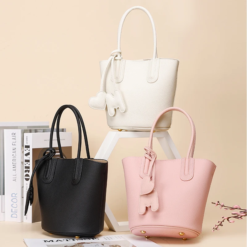 Fashion Genuine Leather Crossbody Bag Women's Shoulder Bag Women's Handbag Commuter Bucket