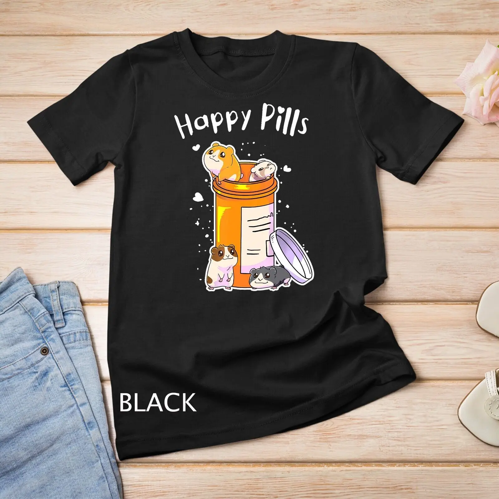 Cavie Happy Pills Anime Cute Gift T-Shirt T-Shirt Unisex