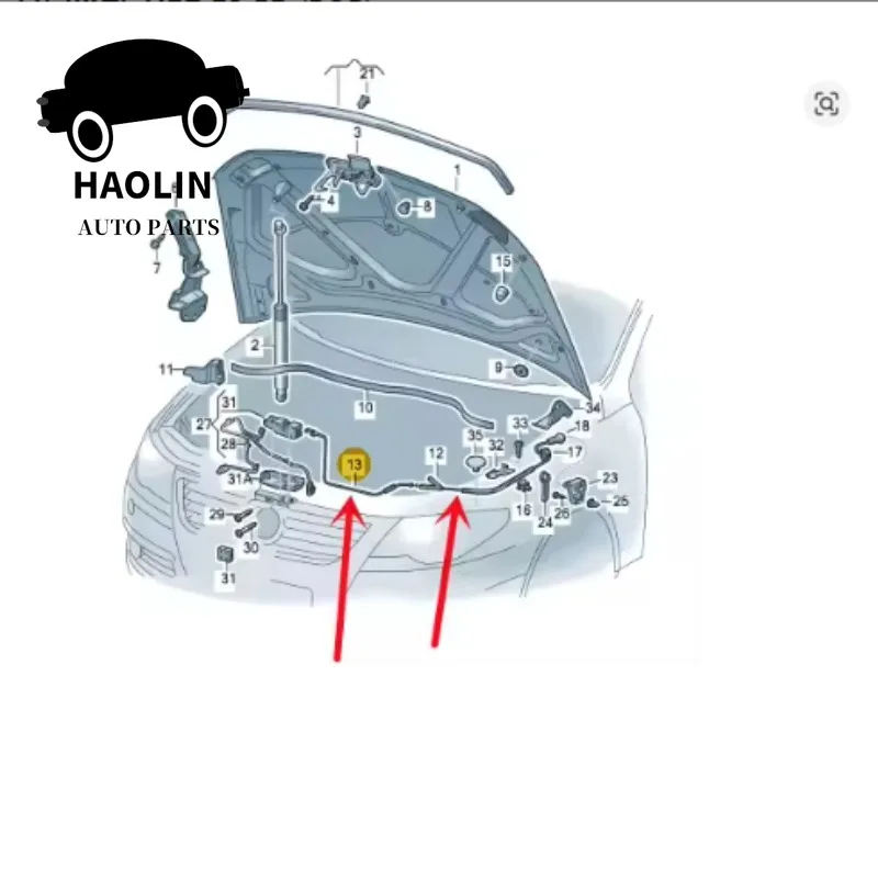 VW Passat 2007-2016 OEM 3CD823531 3C1823531 3C1 823 535 3C1823535 용 고품질 브랜드의 새로운 후드 잠금 해제 케이블