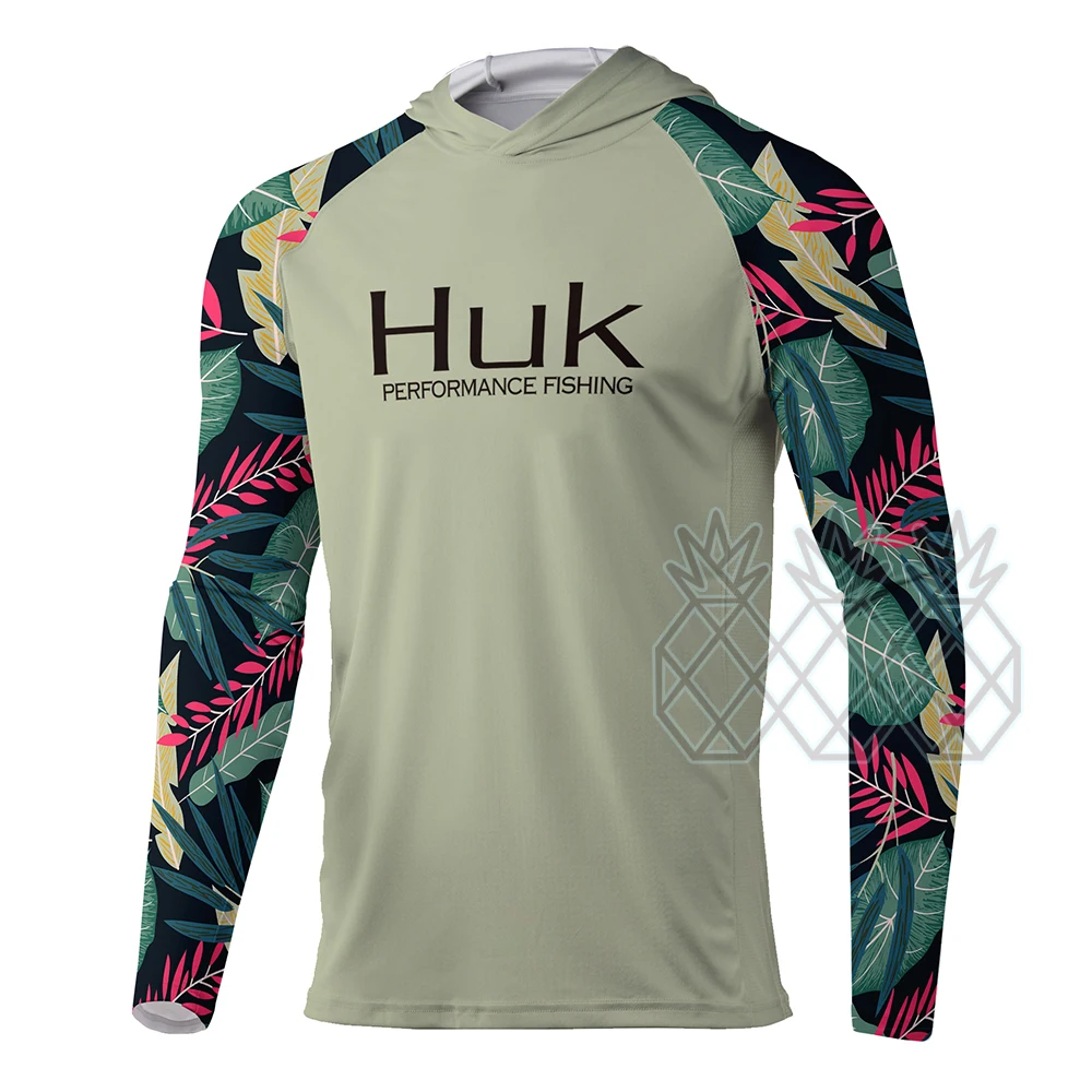 HUK Fishing T-shirt hooded Fishing Shirt Men Long Sleeve Uv Protection 50 Fishing  Shirts Apparel Outdoor Clothing Roupa De Pesca