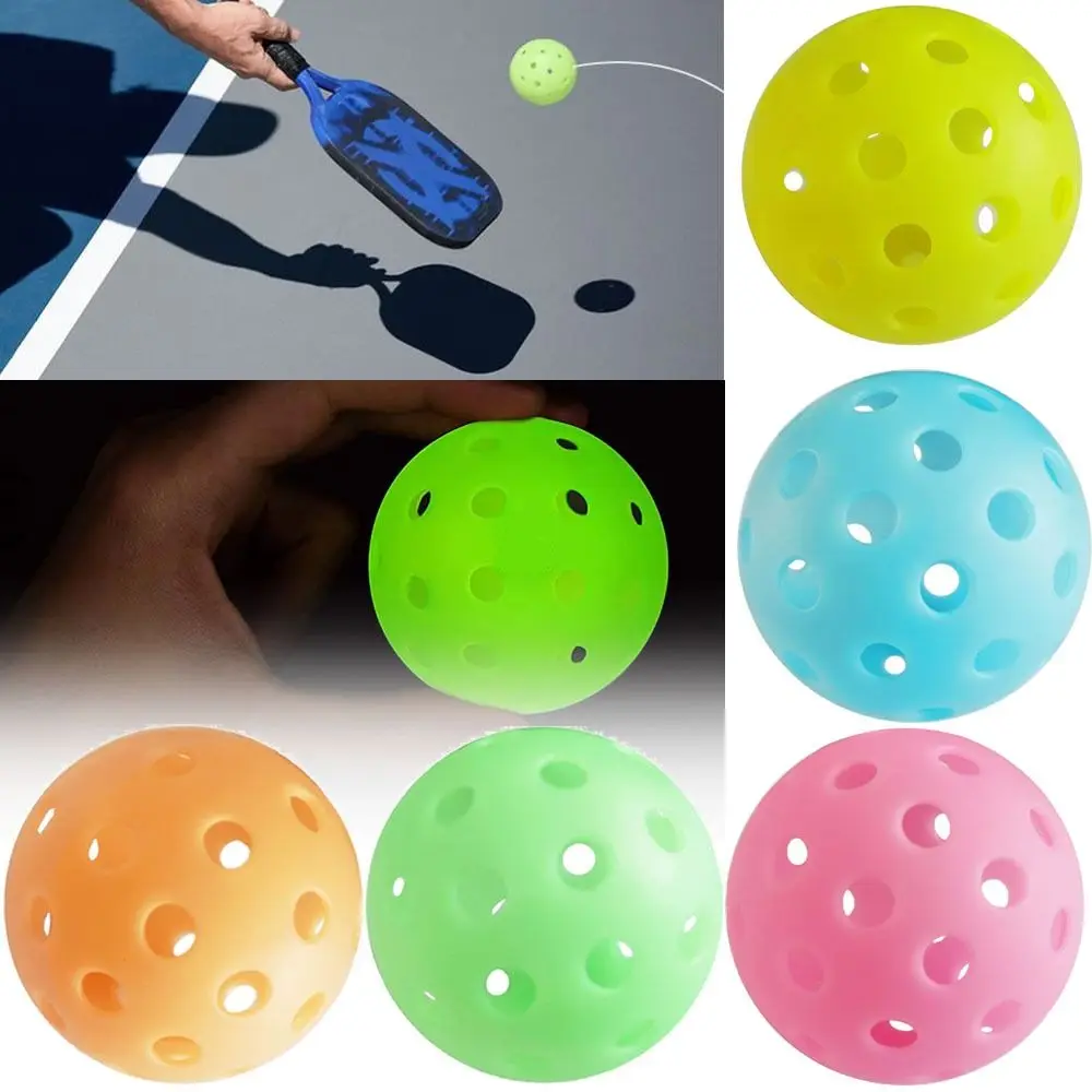 74MM 40 Holes Luminous Pickleball Durable Multicolor Elastic Seniors Tennis Glow in The Dark PE Ball Indoor Utdoor squash balls