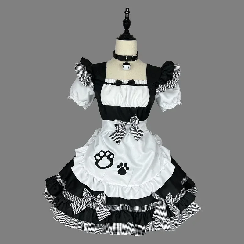 thumbnail image 1 of Disfraces de mucama clásicos para cosplay, lolita, gato, chica, delantal de talla grande, trajes de mucama, anime, blanco y negro, lindo vestido de princesa para fiesta para niña, 1 of 4