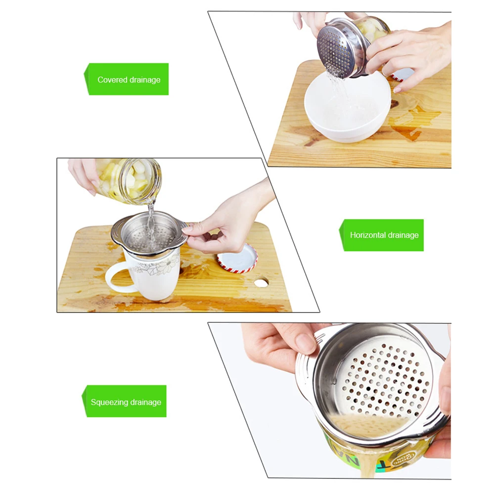 304 Stainless Steel Can Colander Universal 3.2inch Vegetable and Fruit Can Strainer Slip-Proof Handles No-Mess Tuna Can Strainer