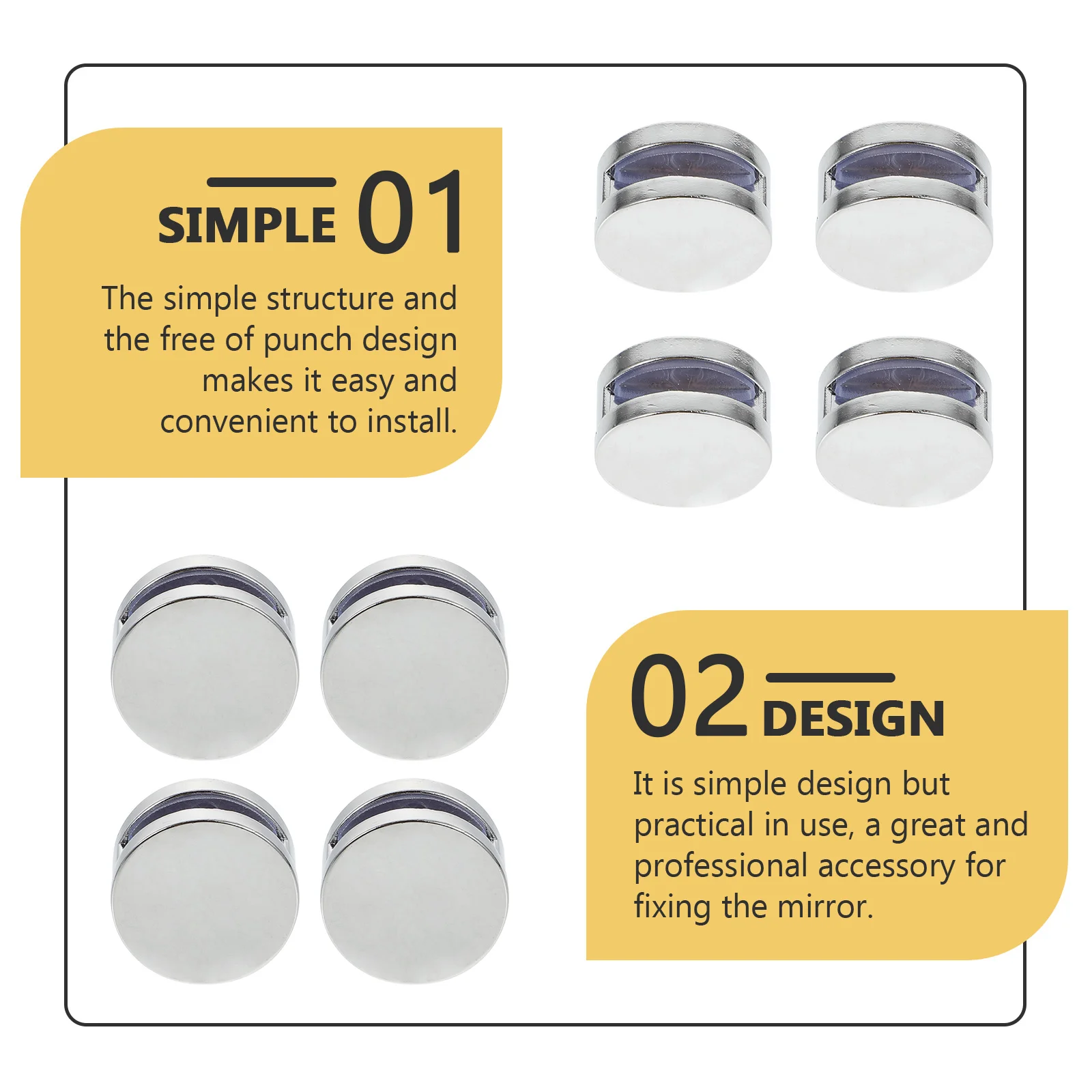 Mirror Clip 8 Pcs Kitchen Cabinet Hardware Glass Clips Space-saving Brackets Zinc Alloy Holder Holders for Wall mirror holder clips