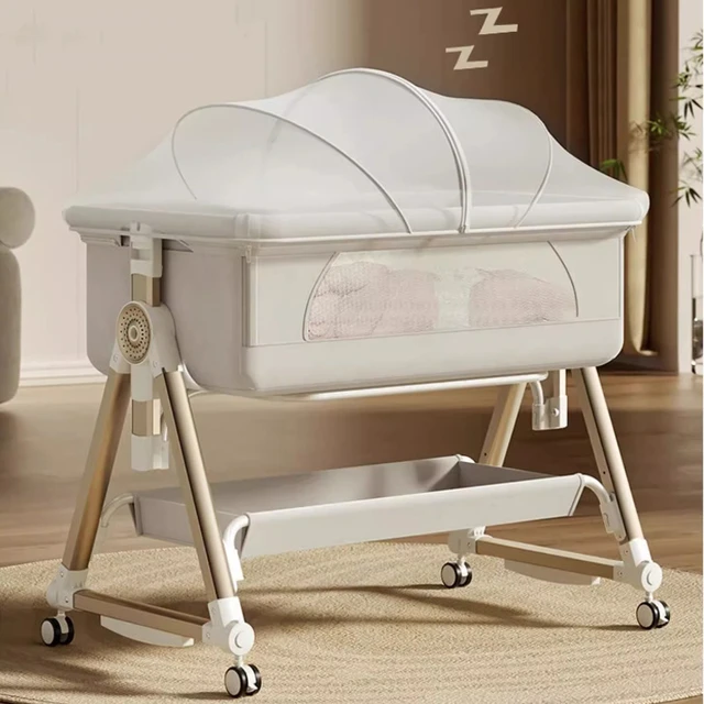 Baby 8-in-1 Convertible Smart Nursery Bed with Removable Changing Table, Rocking Mode & Foldable Travel Design 1