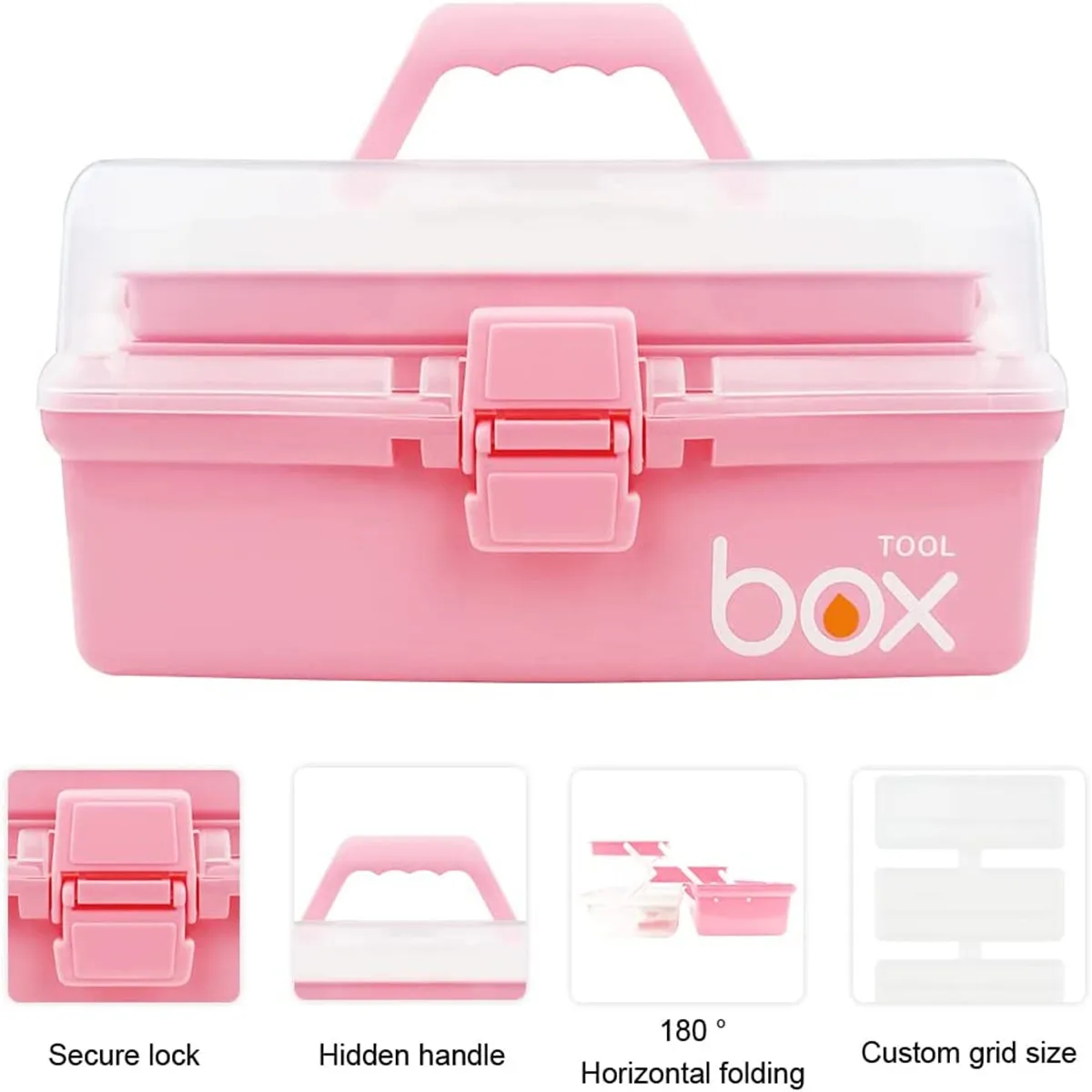 Three Layer Multipurpose Portable Storage Box,Organizer Folding Tool Box/Art  & Craft Case/Sewing Supplies Organizer/Medicine Box