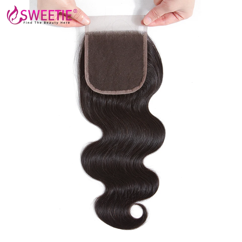 4x4 Body Wave Lace Closure 18 20 22inch Closure Natural Color Human Hair Extensions Brazilian Transparent Lace Frontal