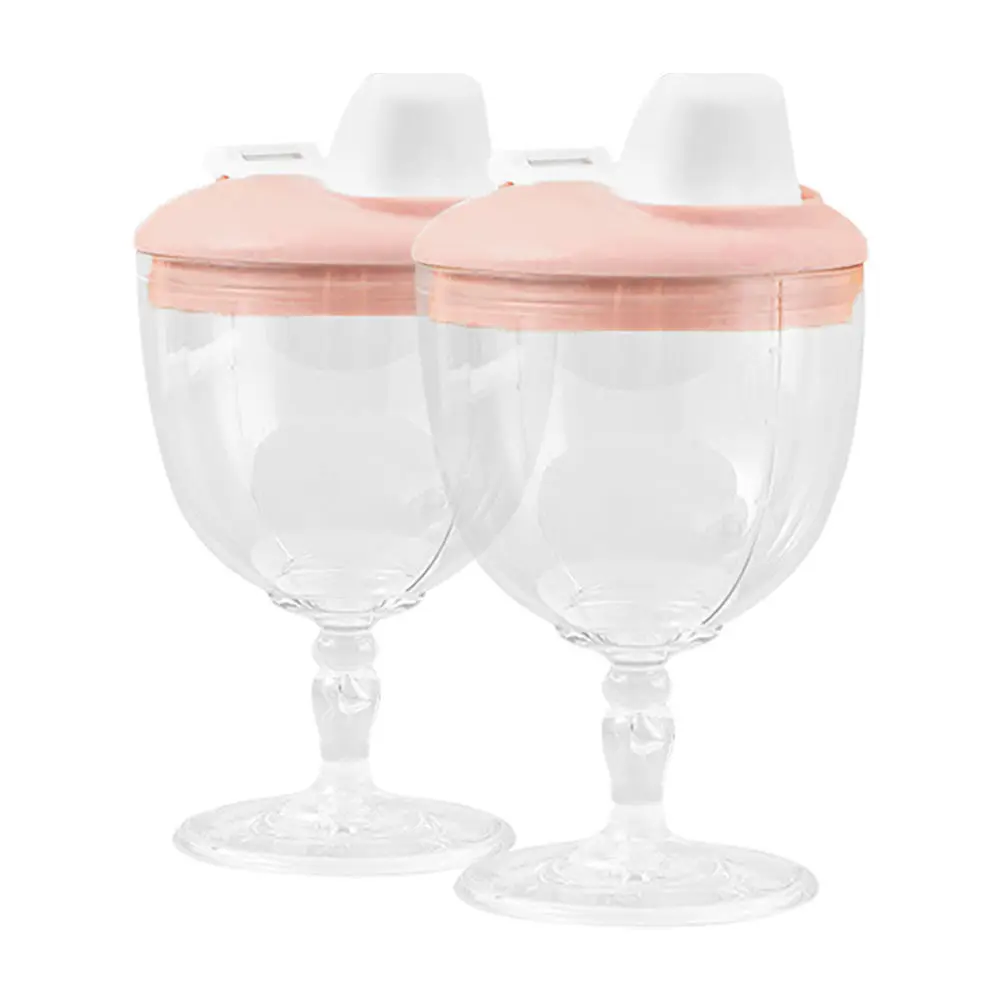 2Pcs 150Ml 용 잔 플라스틱 우유병 깨지지 않는 높은 발이 있는 흘림 방지 어린이 주스 머그컵 마시는 컵 시피