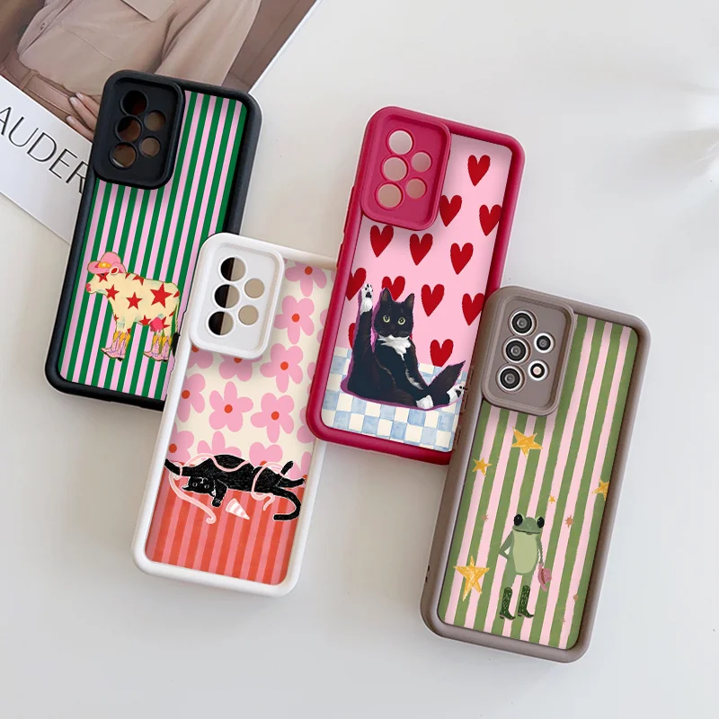 Creative Cute Striped Plaid Animal Printed Phone Case - Soft Covers