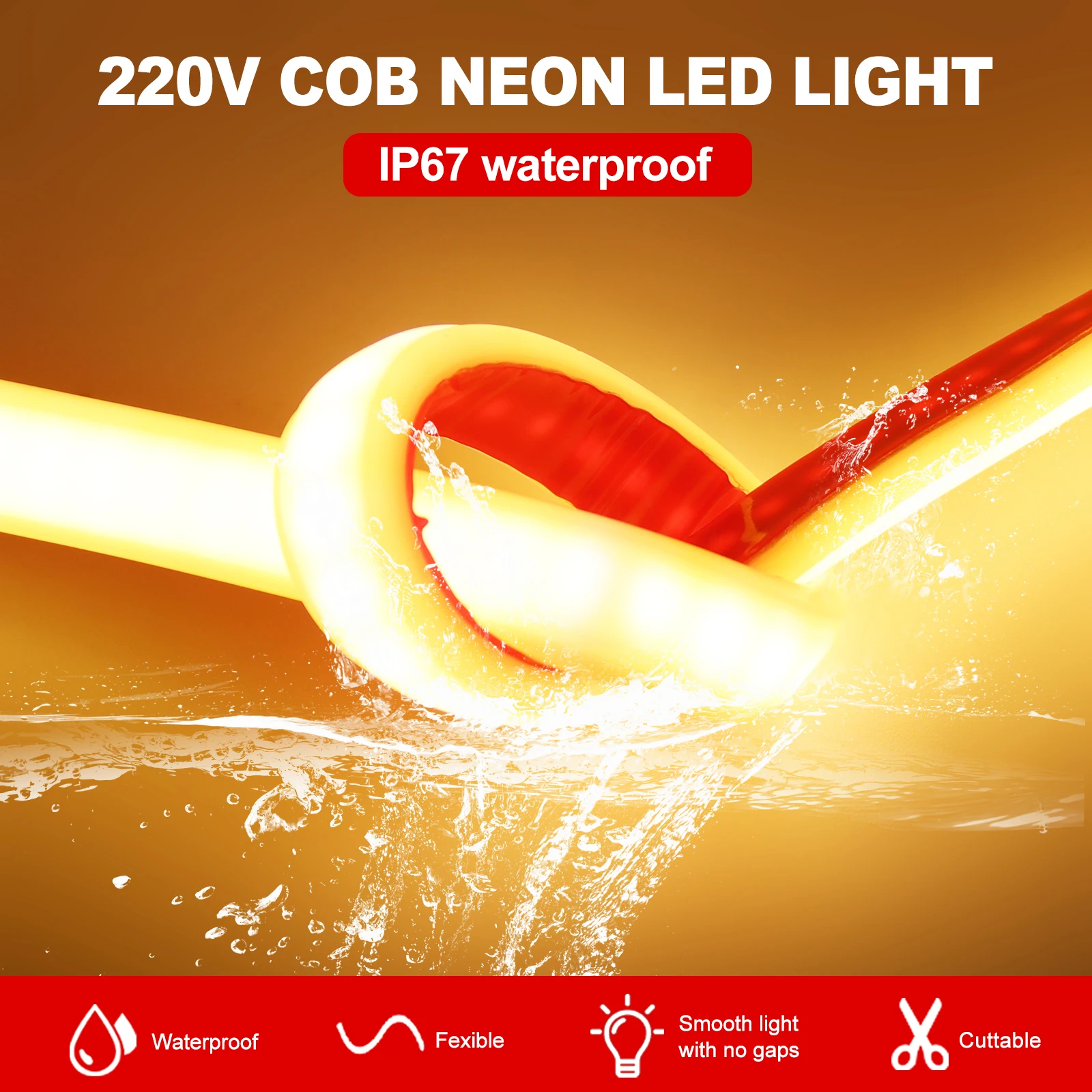 Description Picture 5 of itemWIFI/Bluetooth/Touch Dimmerable 220V COB Neon Light Waterproof 10CM Cut Self Adhesive Garden Home Decor Ribbon Chain LED Light