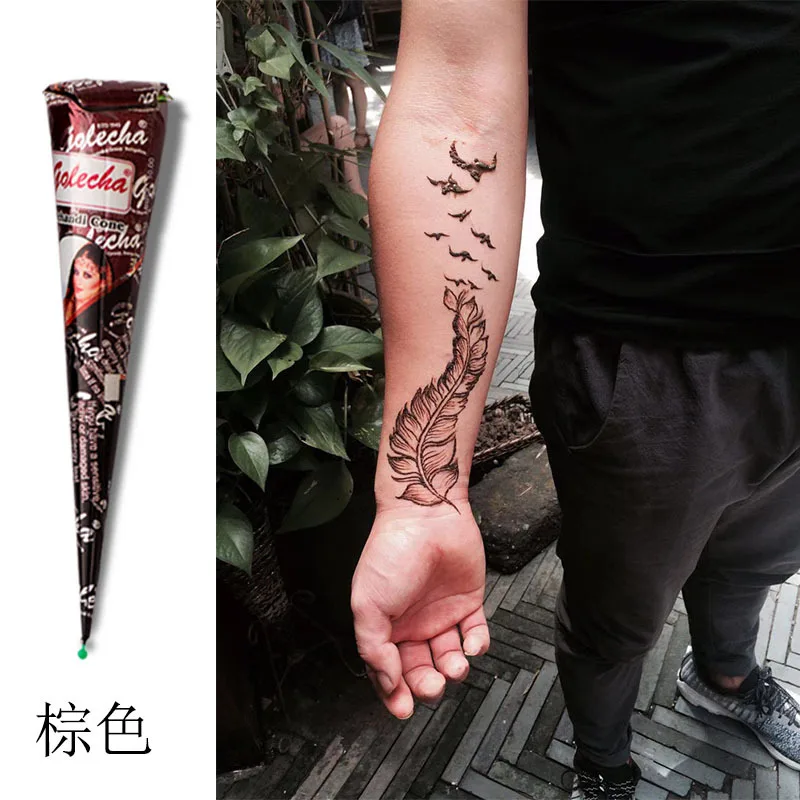 New Henna Tattoo Paste Black brown red white Henna Cones Indian For Temporary DIY Tattoo Sticker Body Paint  Cone henne 4