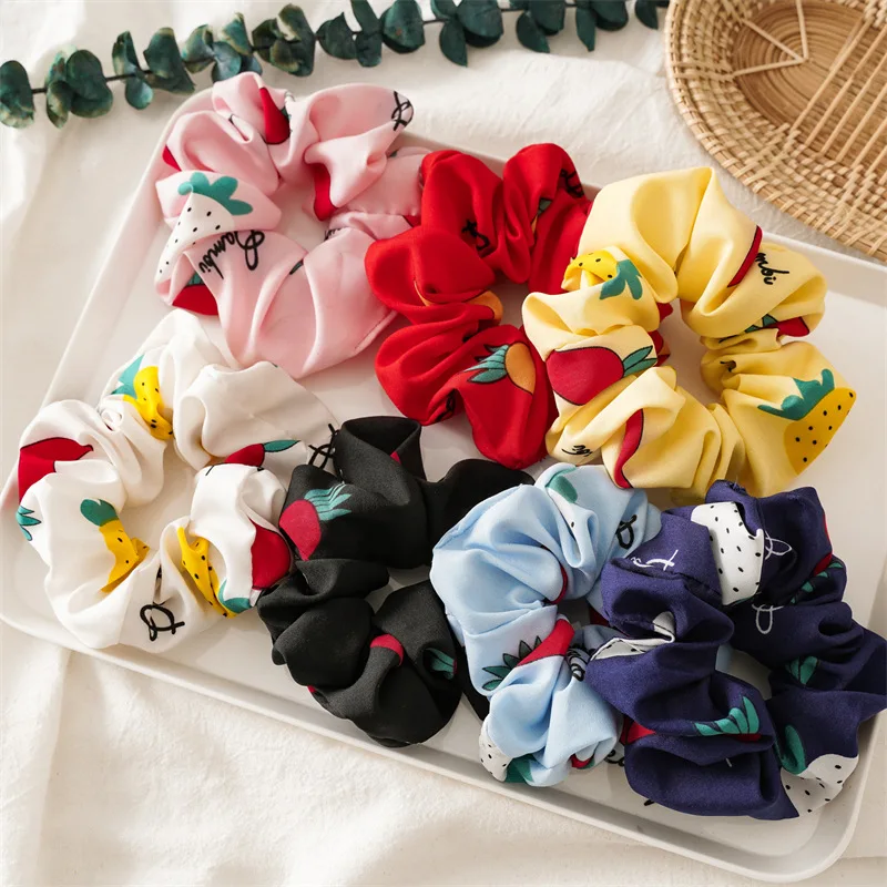 Korean Woman Lovely Colorful Elastics Hair Band Radish Printing Scrunchies Lady Ponytail Holder Girls Versatile Hair Accessories elastic lovely lady dots stripes pattern soft coral fleece shower make up facial bow knot comfortable skin care velvet headwraps