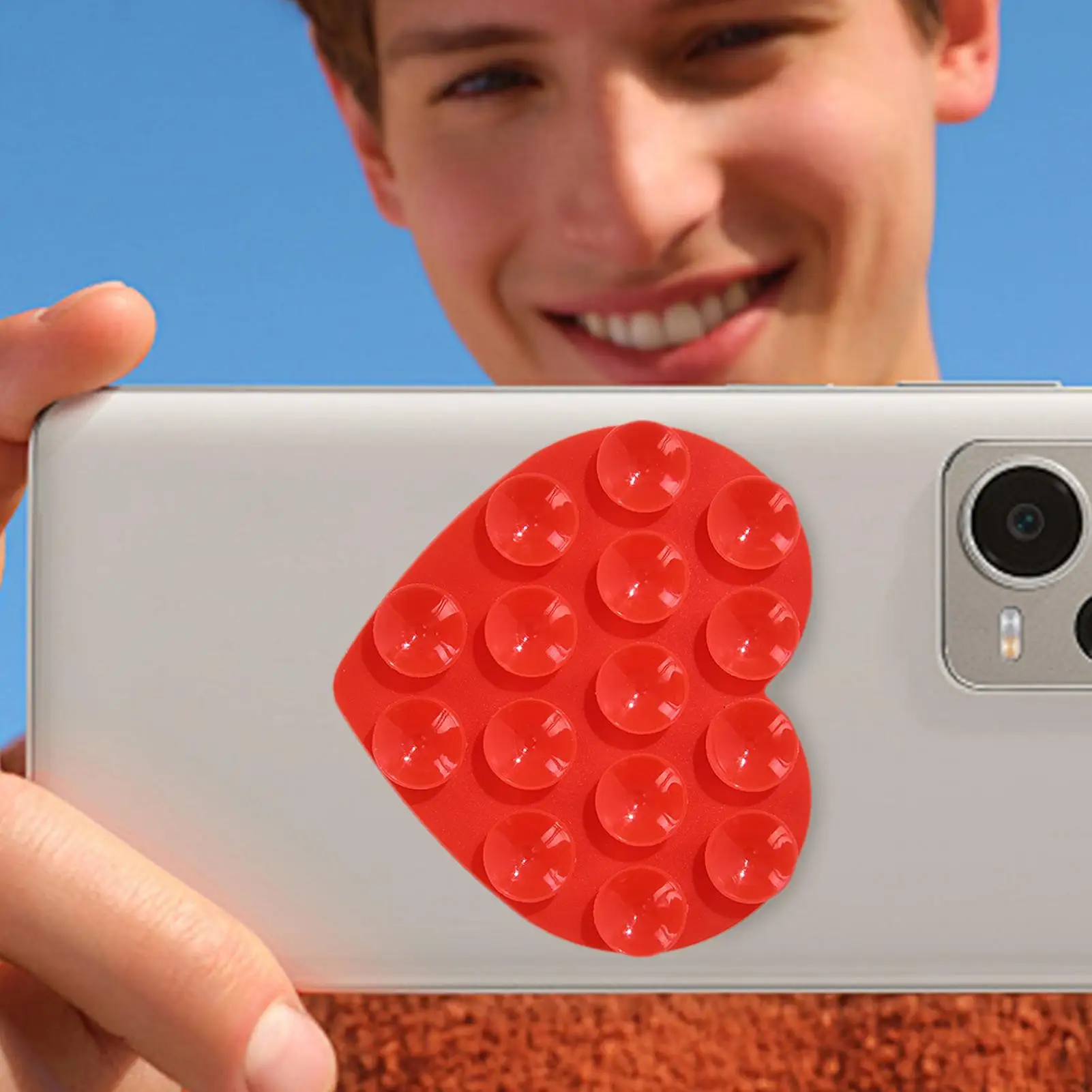 Heart-Shaped Suction Cup Phone Stand with Strong Grip Silicone Holder