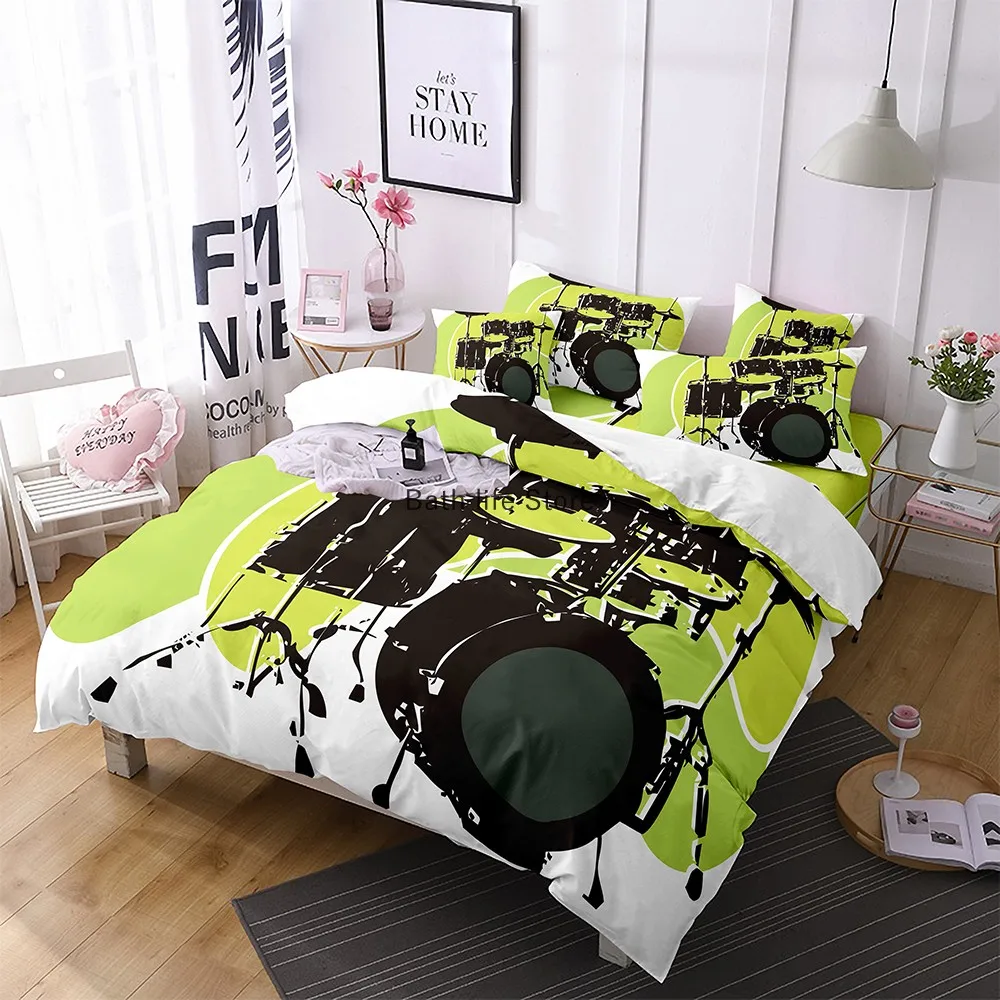 Music Notes Bedding Set for Kids Adult Duvet Cover King Queen Size Gradient Bed Home Textiles Bedclothes 2/3Pcs Duvet Cover Set