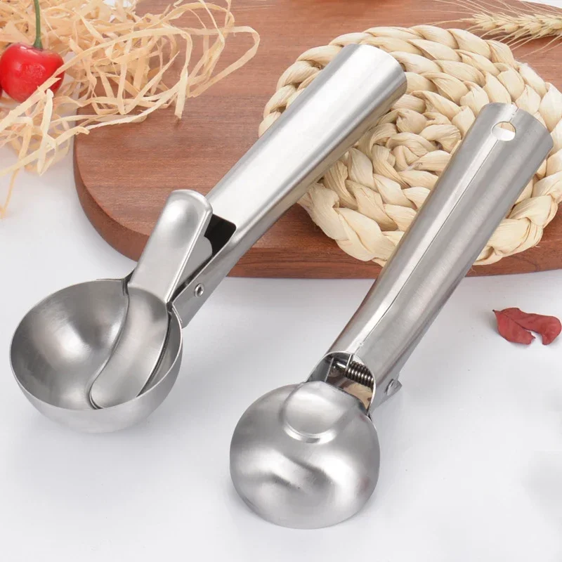 

Stainless Steel Ice Cream Scoops Stacks Watermelon Baller Scoop Non-Stick Fruit Dessert Spoon Ice Cream Ball Maker Kitchen Tools