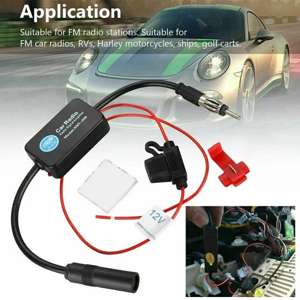 

ANT-208 12V Car Automobile FM AM Radio Signal Amplifier Aerial Antenna Auto FM Antenna Booster Windshield for Car Boat Amplifier