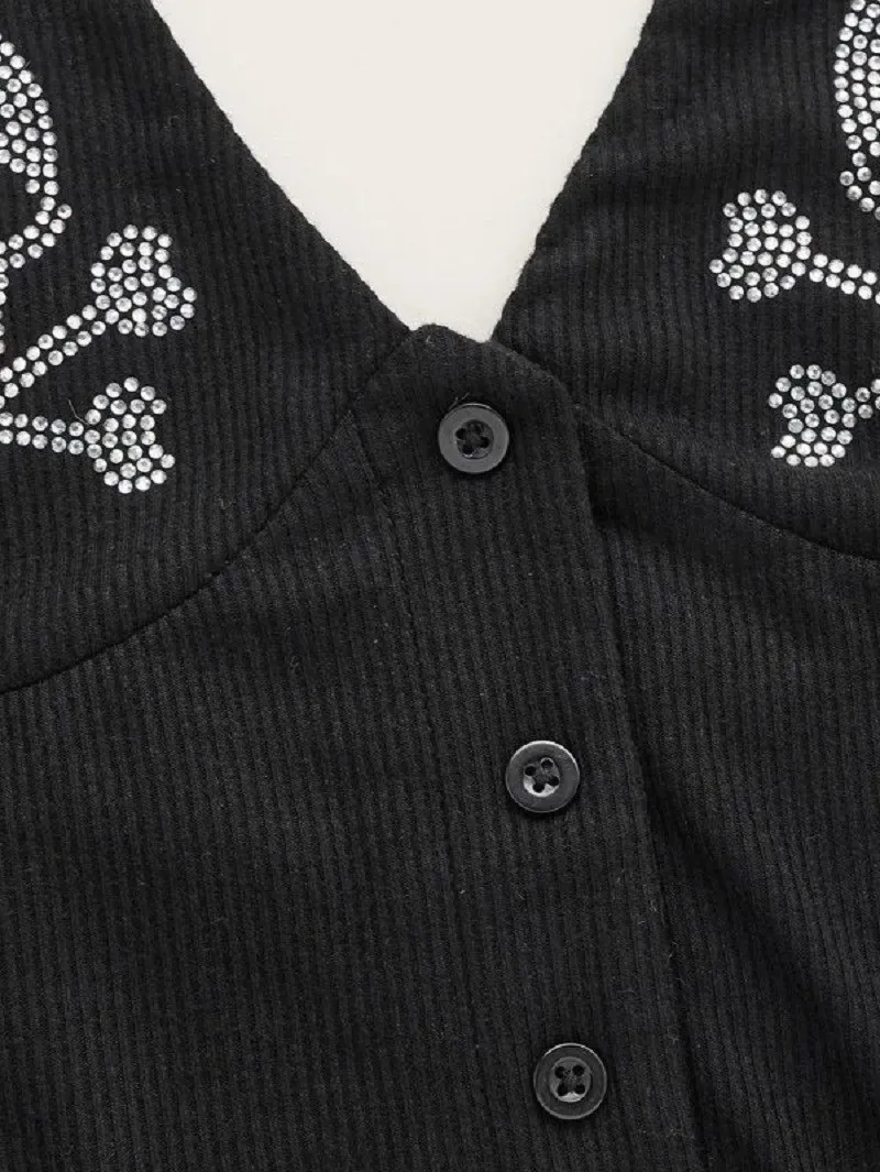Punk strass halter neck strap sleeveless weste streetwear sexy tank top vintage Goth Ästhetischen Sommer Mode Casual Leibchen – Detail 21