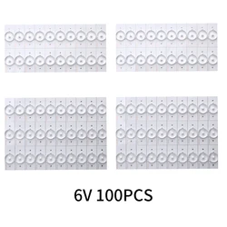 LED SMD Lamp Beads with Optical Lens Filter for TV Backlight Strip Repair (100Pcs 6V Round)