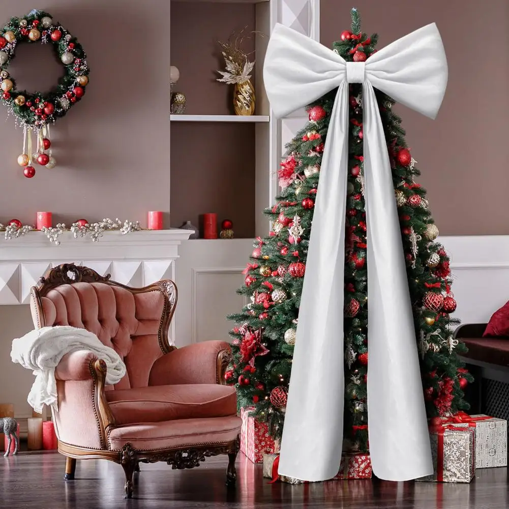 Fiocco Natalizio Extra Large In Velluto Bianco, 50x180 Cm, Per Albero, Ghirlanda, Parete E Porta – Elegante E Riutilizzabile