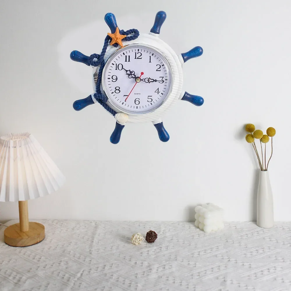 ساعة مرساة البحر الأبيض المتوسط للمنزل ، ساعة الحائط ، غرفة المعيشة ، ديكور غرفة النوم ، بار ، مزرعة