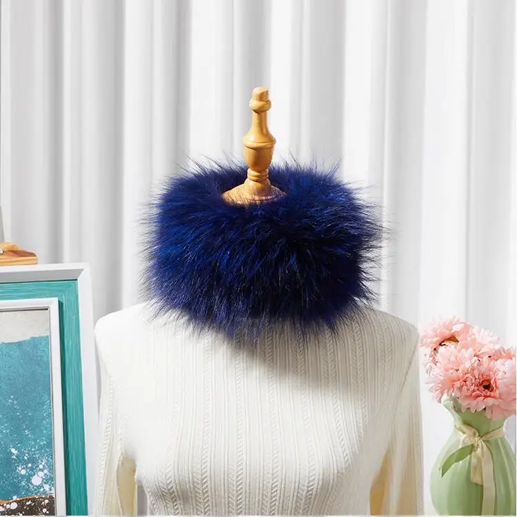 100% echt Fox Pelz Schal Stirnbänder Frauen Winter Ring Luxus Weichen Hals Wärmer Gute Elastische Schalldämpfer S8 – Detail 15