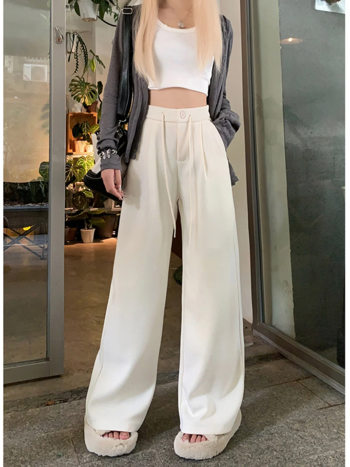 Loose Wide Leg Pants For Women's Autumn And Winter Drape Casual Pants High Waisted Suit Pants Floor Length Pants
