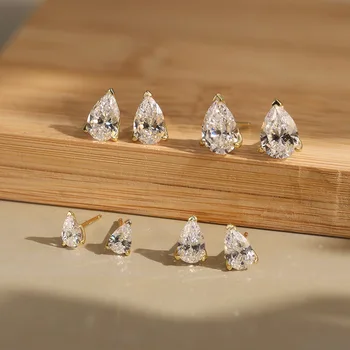 KISS MANDY Fashion S925 Silver Oval 8A Zirconia Ear Stud Daily Simple Accessories Sparkling CZ Engagement Stud Earrings LZE02