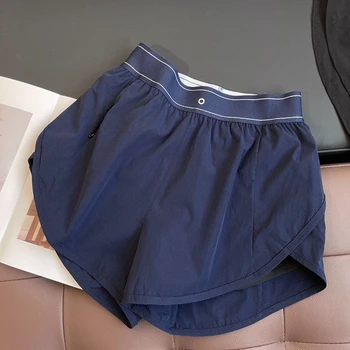 Summer New Casual Shorts Elastic High Waisted Running Women's Sports Shorts Black Loose Quick Drying Breathable Wide Leg Shorts 4