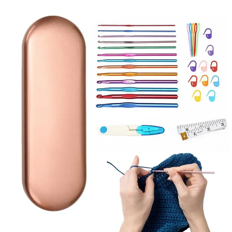 

Crochet Hooks Set Ergonomic Crochet Needles Stitches Knitting Hooks Set For Home Portable Crafts Weaving Sewing Accessories