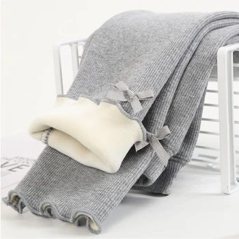 Autumn Winter Sweet Girls Legging Pants Kids Thick Warm Trousers Winter Warm Plush Trousers Elastic Waist Leggings Kids Pants 1