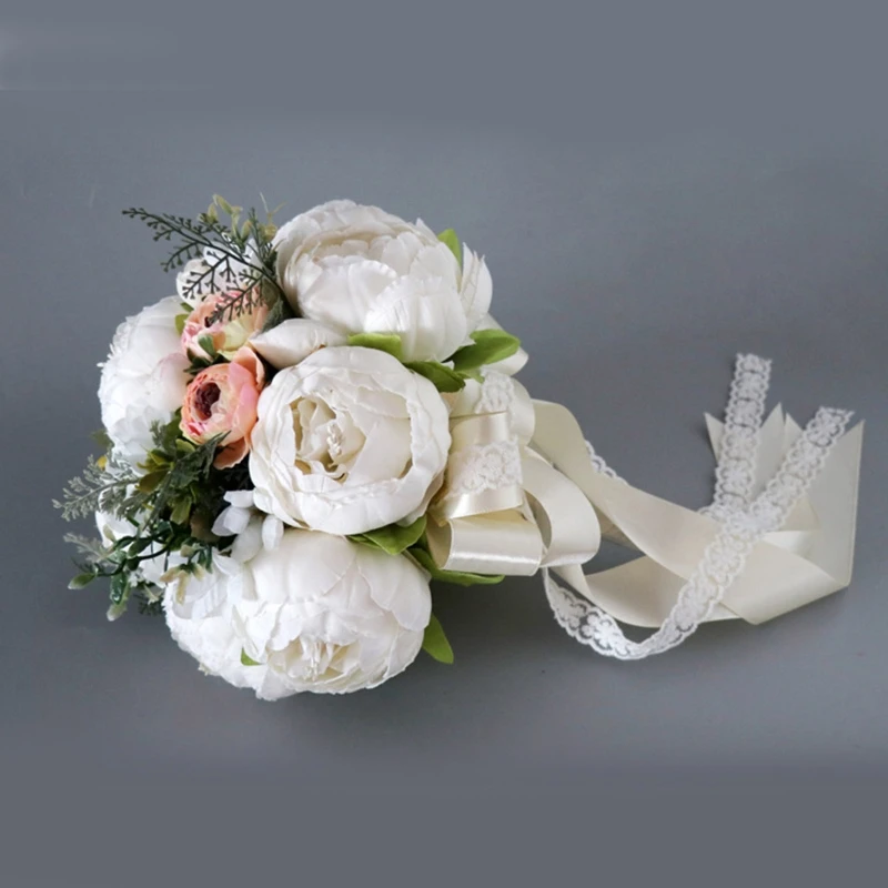 Artificial Peony Wedding Bridal Bouquet Romantic Bride Bridal Holding Flower N0HE