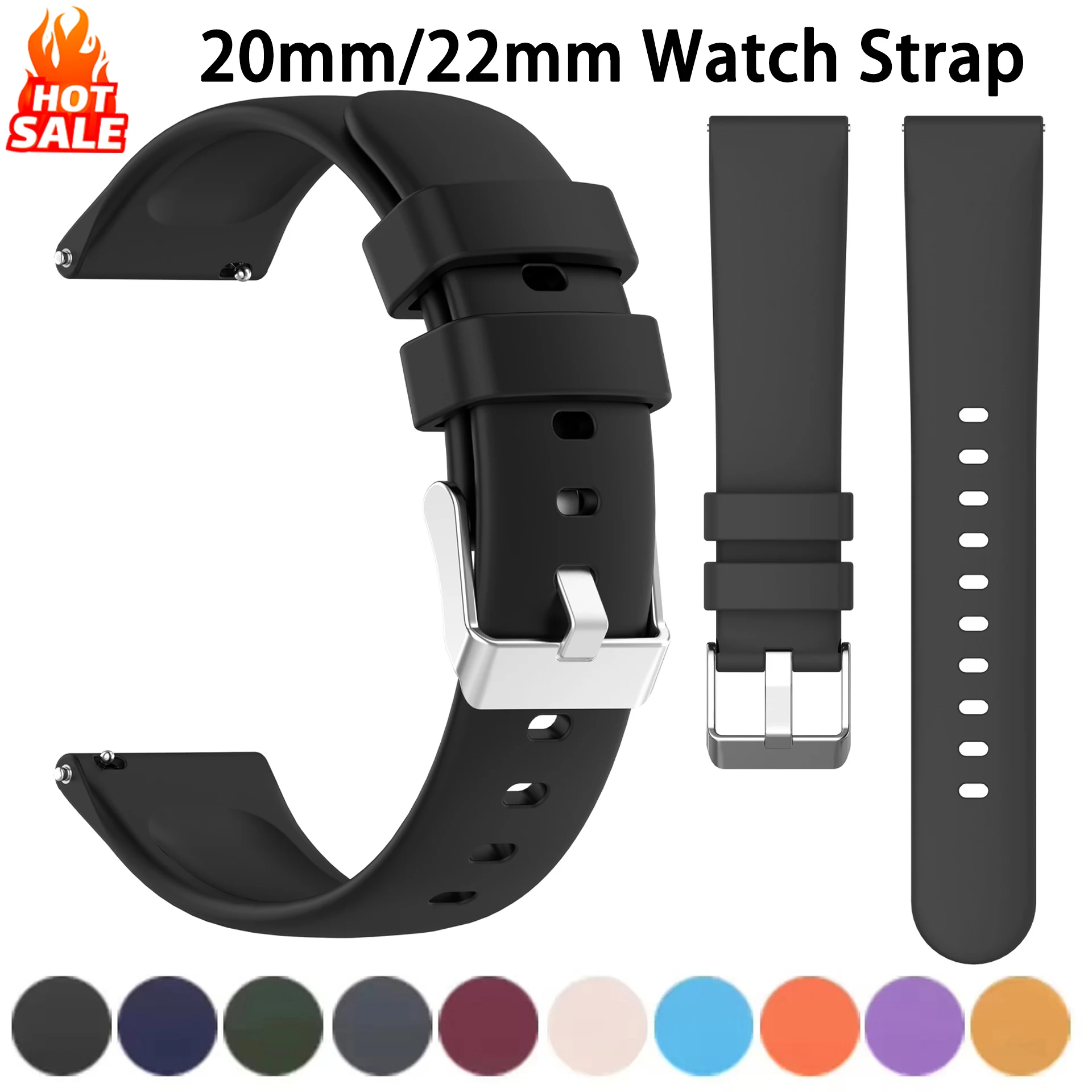Universal Silicone Watch Strap - Premium 20mm/22mm Wristband